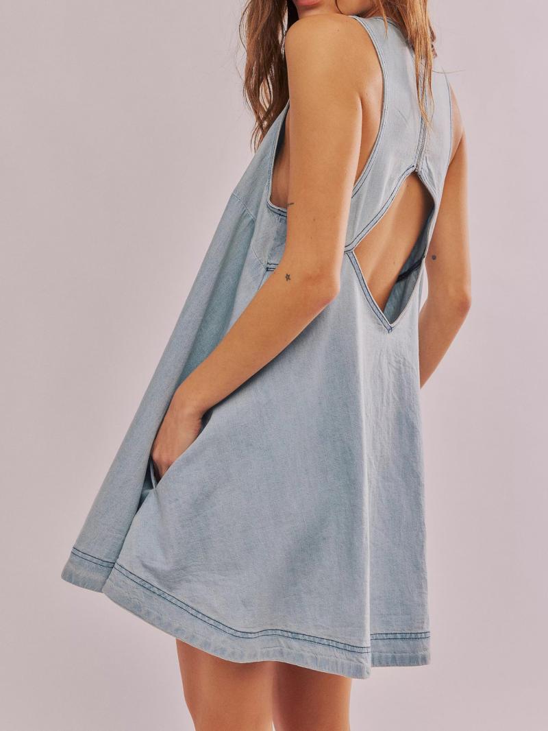 Thora Denim Mini Dress Light Wash |  Womens Dresses & Skirts Clothing Dresses & Skirts